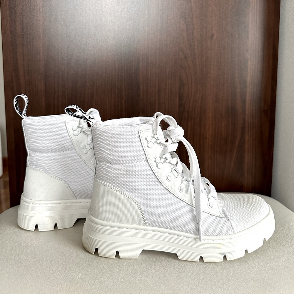 Dr Martens White Polyester Boots
